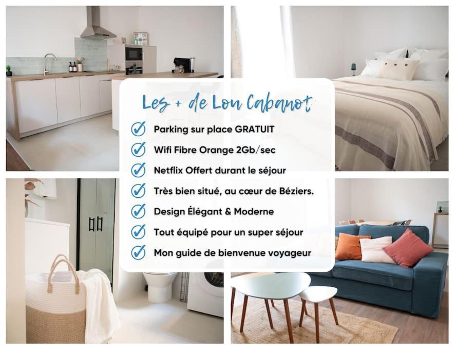 Lou Cabanot - Appartement Lumineux 3 Chambres - Parking Gratuit Béziers Extérieur photo